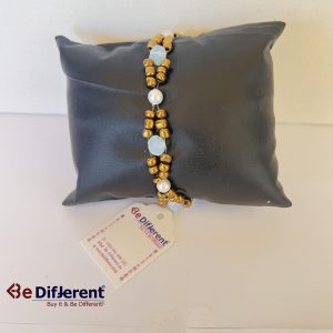 اسوارة برونز و لؤلؤ أبيض و كريستال أبيض