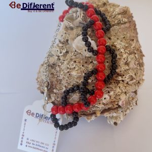 اسوارة موج حجر أحمر ولؤلؤ أسود