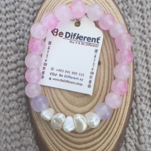 اسوارة أحجار زهر وفوشيا مع لولو زرع
