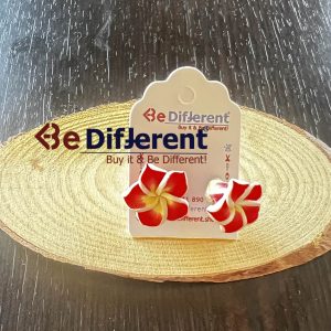 حلق وردة صغير أحمر مع أصفر